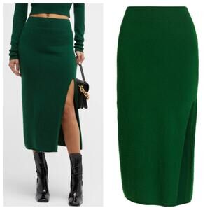 Frame Cashmere Blend Compact Pencil Skirt in Pine